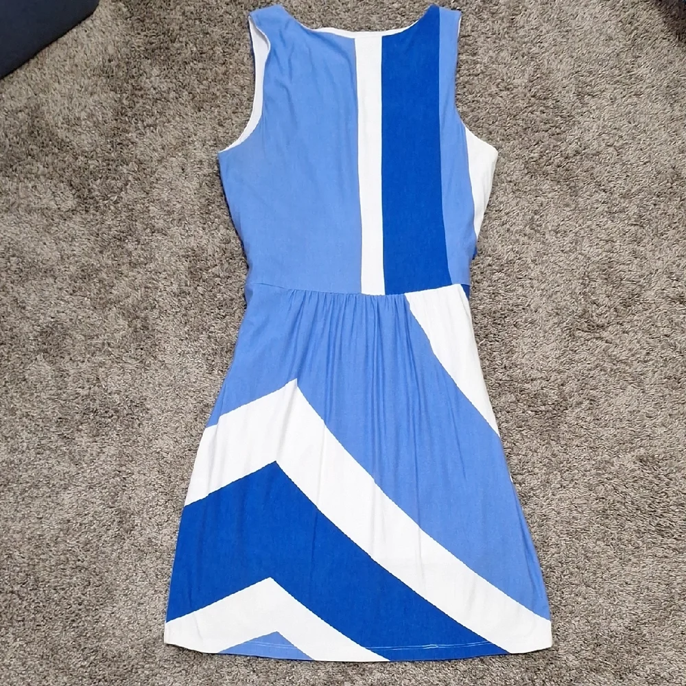 Vineyard Vines Lined Knit A-Line Tank Dress-M-Blue White - Picture 5 of 9